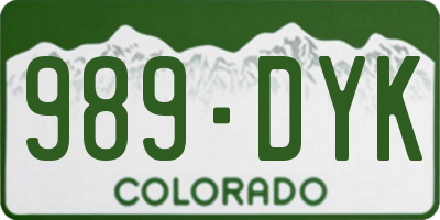 CO license plate 989DYK