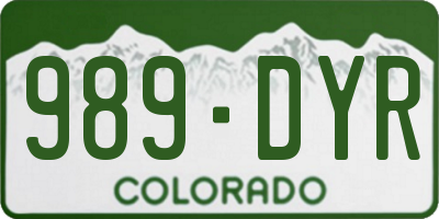 CO license plate 989DYR