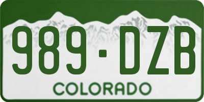 CO license plate 989DZB