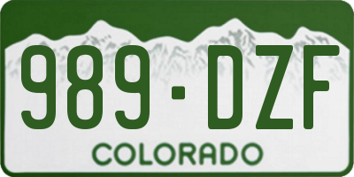 CO license plate 989DZF