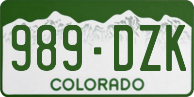 CO license plate 989DZK
