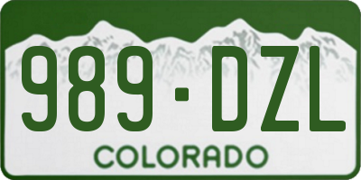 CO license plate 989DZL