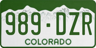 CO license plate 989DZR