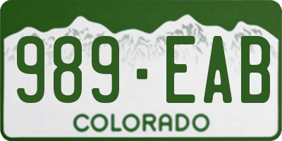 CO license plate 989EAB