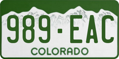 CO license plate 989EAC