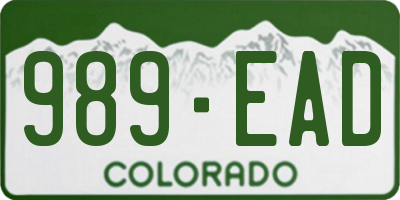 CO license plate 989EAD