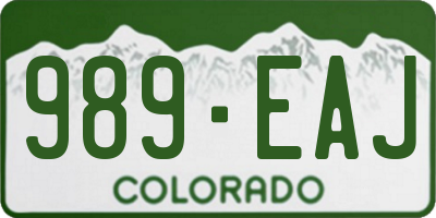 CO license plate 989EAJ