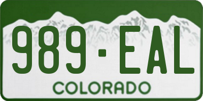 CO license plate 989EAL
