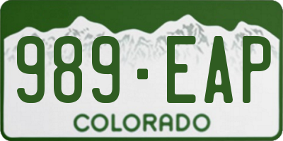 CO license plate 989EAP