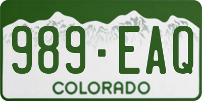 CO license plate 989EAQ