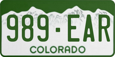 CO license plate 989EAR