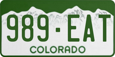CO license plate 989EAT