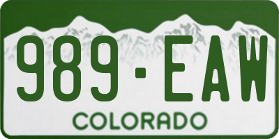 CO license plate 989EAW