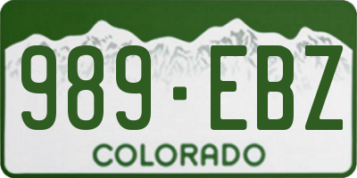 CO license plate 989EBZ