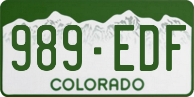 CO license plate 989EDF