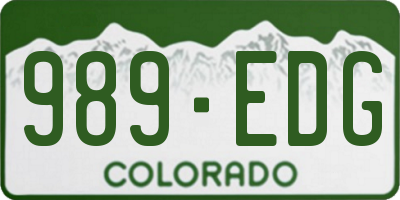 CO license plate 989EDG