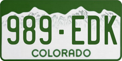 CO license plate 989EDK