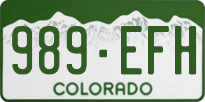 CO license plate 989EFH