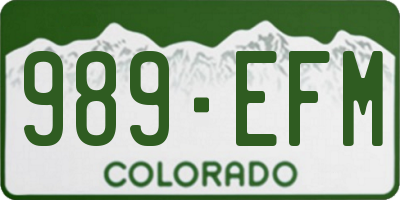 CO license plate 989EFM
