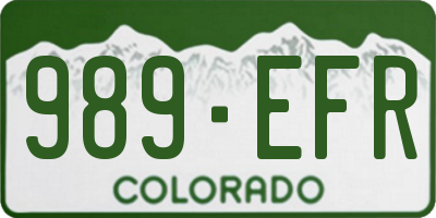 CO license plate 989EFR