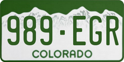 CO license plate 989EGR