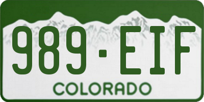 CO license plate 989EIF