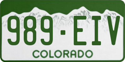 CO license plate 989EIV