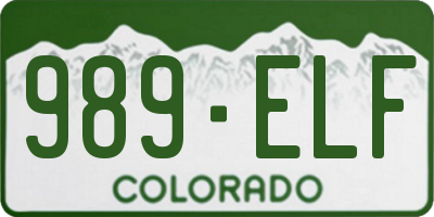 CO license plate 989ELF