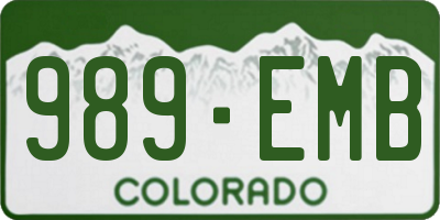 CO license plate 989EMB