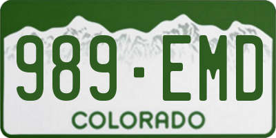 CO license plate 989EMD