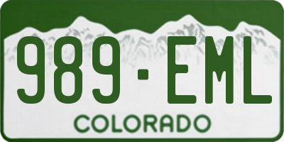 CO license plate 989EML