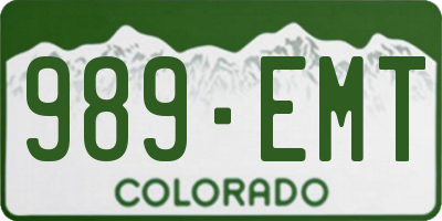 CO license plate 989EMT
