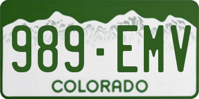 CO license plate 989EMV