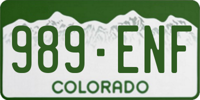 CO license plate 989ENF