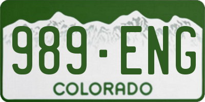 CO license plate 989ENG