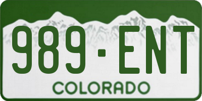 CO license plate 989ENT