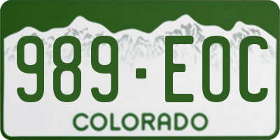 CO license plate 989EOC