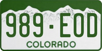 CO license plate 989EOD