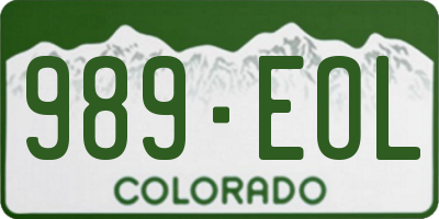 CO license plate 989EOL