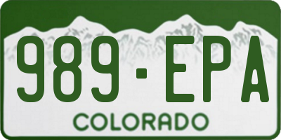 CO license plate 989EPA