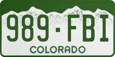 CO license plate 989FBI