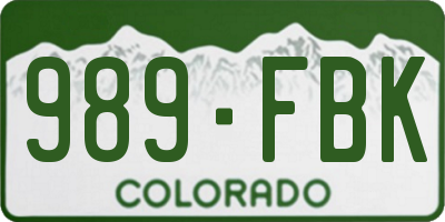 CO license plate 989FBK