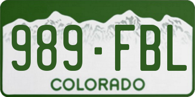 CO license plate 989FBL