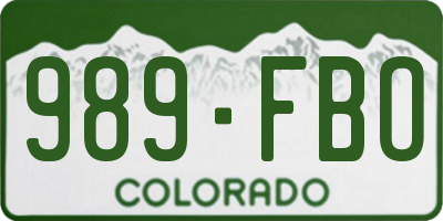 CO license plate 989FBO