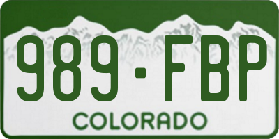 CO license plate 989FBP