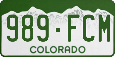 CO license plate 989FCM