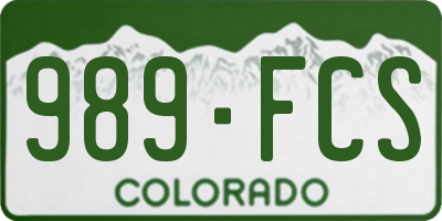 CO license plate 989FCS