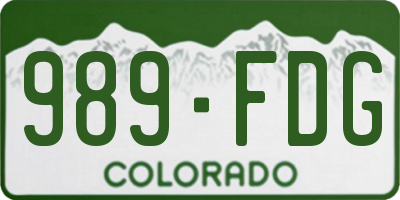 CO license plate 989FDG