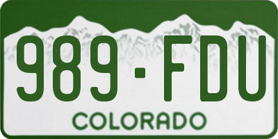CO license plate 989FDU