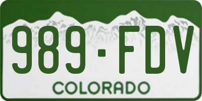 CO license plate 989FDV